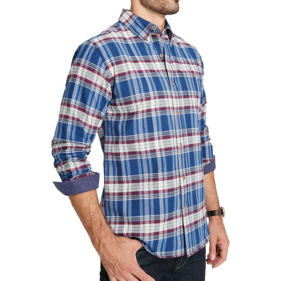 Weatherproof Mens Flannel Button Up Shirt, Blue, Small
