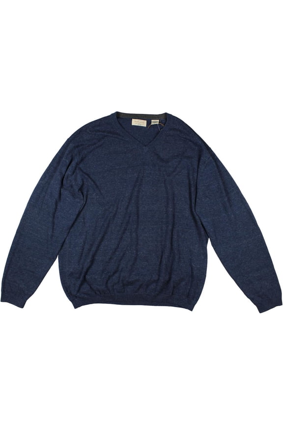 Weatherproof Mens Heather V-Neck Sweater (2XLarge, Indigo)