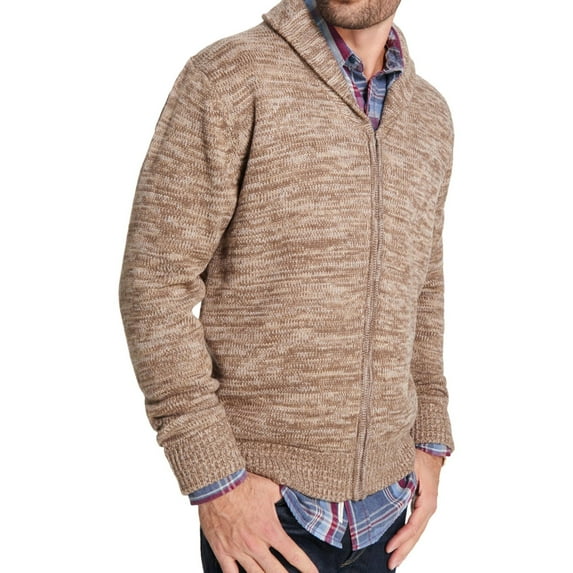 Weatherproof Mens Marled Cardigan Sweater, Brown, Medium