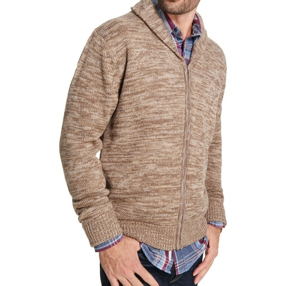 Weatherproof Mens Marled Cardigan Sweater, Brown, Medium