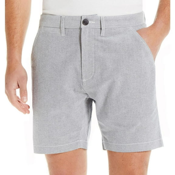 Weatherproof Mens Oxford Casual Bermuda Shorts, Grey, 42