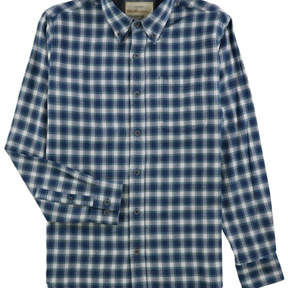 Weatherproof Mens Plaid Button Up Shirt, Blue, Small