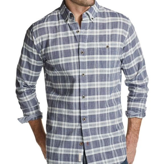 Weatherproof Mens Plaid Button Up Shirt, Blue, XX-Large