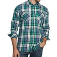 thumbnail image 1 of Weatherproof Mens Plaid Flannel Button Up Shirt, Green, Small, 1 of 2