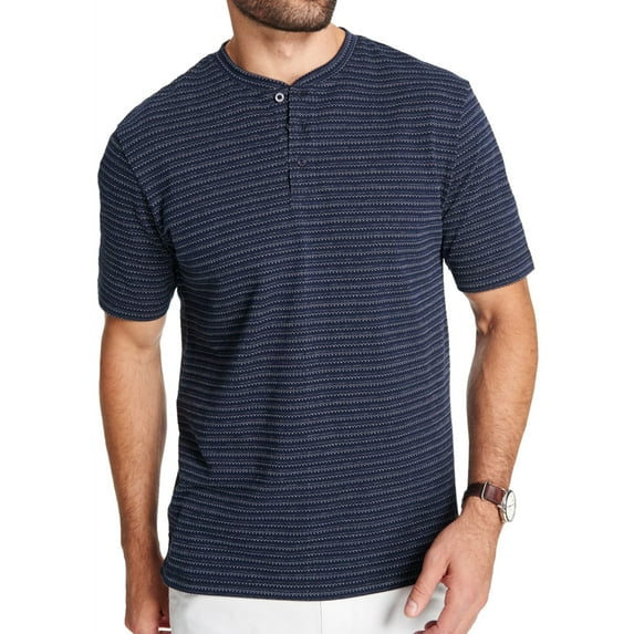 Weatherproof Mens Striped Henley Shirt, Blue, Small