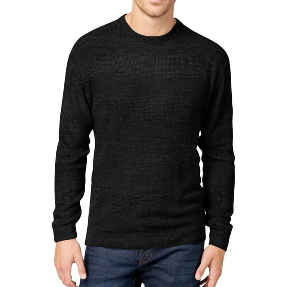 Weatherproof Mens Textured Striped Pullover Sweater, Black, XX-Large