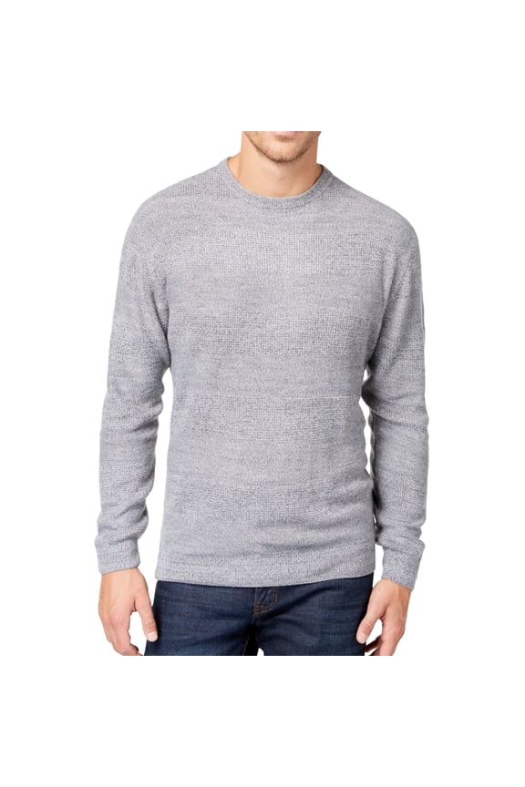 Mens Textured Striped Pullover Sweater, Grey, X-Large