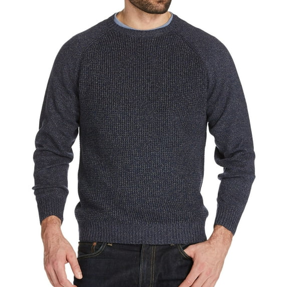Weatherproof Mens Tuck Knit Raglan Pullover Sweater, Blue, XXX-Large