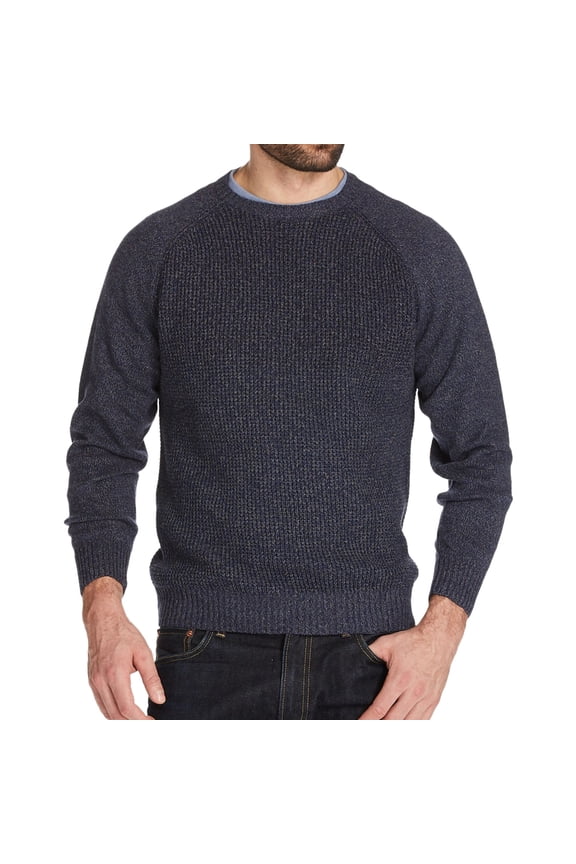 Mens Tuck Knit Raglan Pullover Sweater, Blue, XXX-Large