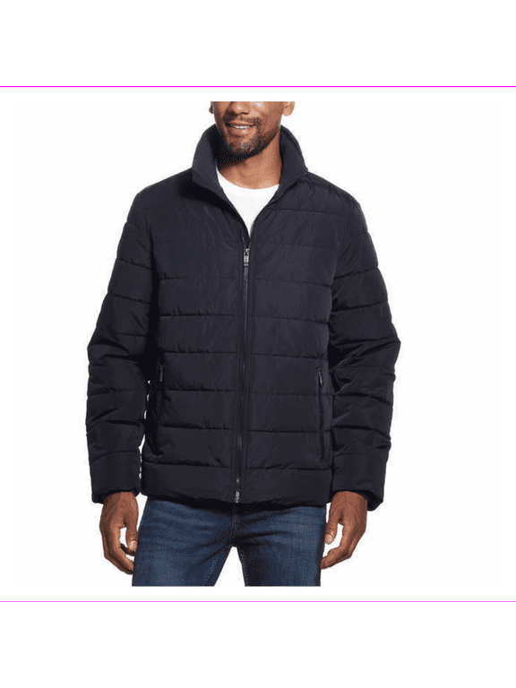Mens Ultra Luxe Puffer Jacket Full Zip Quilted,BLACK,M
