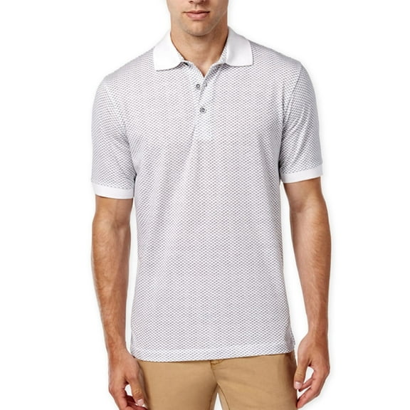 Weatherproof Mens Vintage Geo-Print Polo Shirt, White, XXX-Large