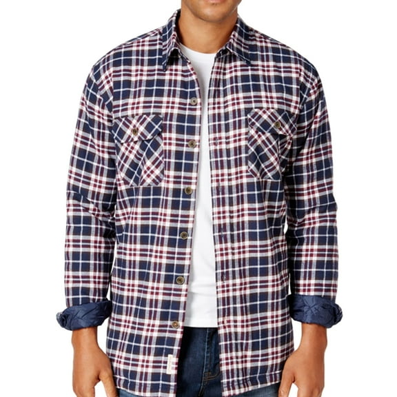 Weatherproof Mens Vintage Plaid Shirt Jacket, Blue, Small