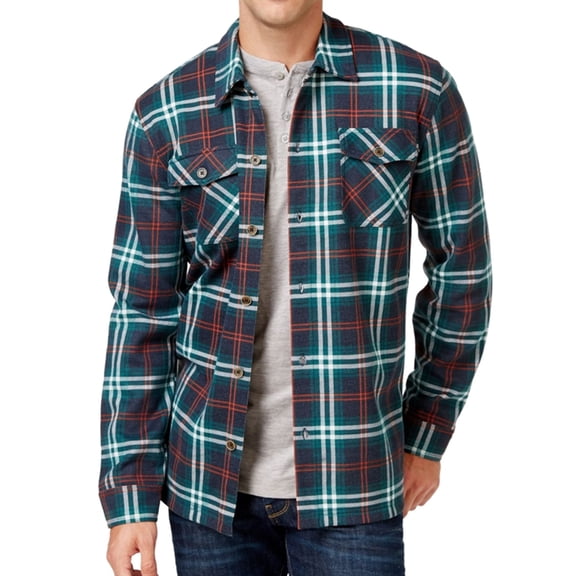 Weatherproof Mens Vintage Plaid Shirt Jacket, Green, Small