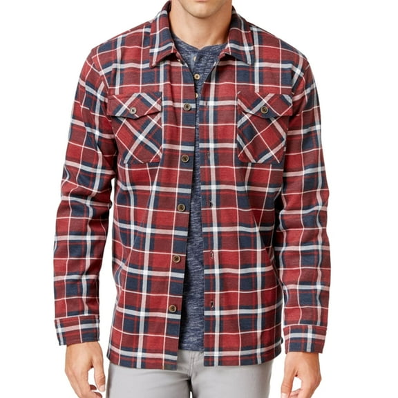 Weatherproof Mens Vintage Plaid Shirt Jacket, Red, Medium