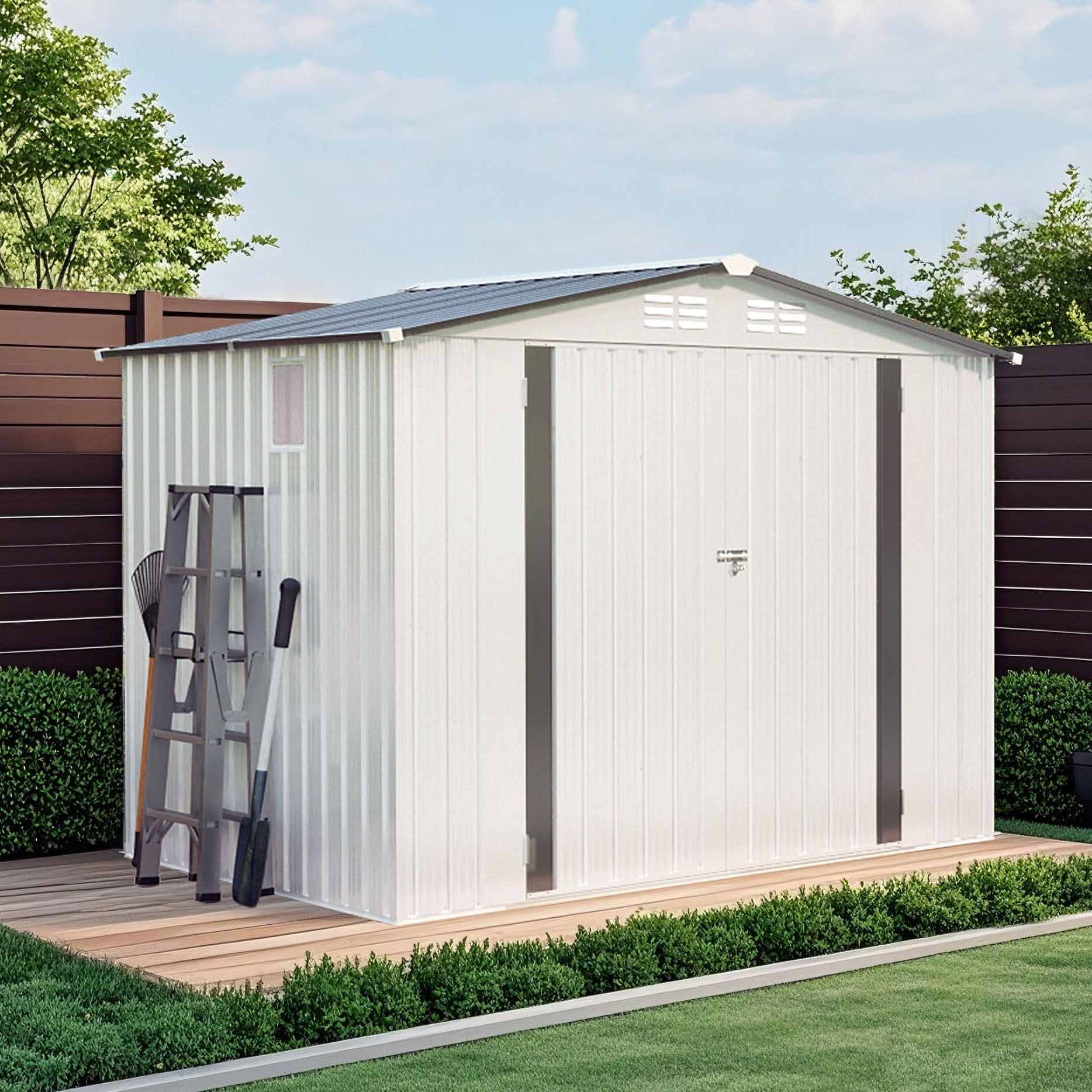 Weatherproof Metal Outdoor Storage Shed, Compact Tool Shed for Garden and Backyard, Lockable Door for Sundries(Base not included)