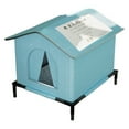 thumbnail image 1 of Weatherproof Outdoor Garden Cats Shelter Strays Cats Protective Nests From Rain And Cold Prevent(With Bracet) Blue M, 1 of 2
