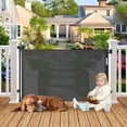 thumbnail image 1 of Weatherproof Outdoor Retractable Gate for Dogs with Stainless Steel Screws and Rods 55" Wide Retractable Baby Gate Retractable Dog Gate Waterproof Outdoor Pet Gate for Deck Retractable Outdoor Fence, 1 of 7