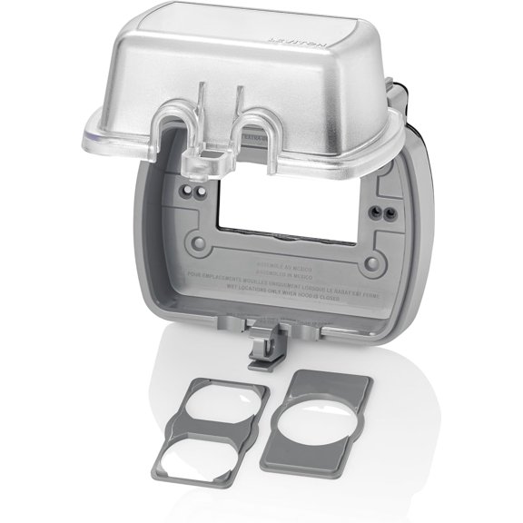Weatherproof Outlet Box, Extra Duty 1-Gang While-In-Use Cover Includes Inserts for Single, Duplex and Decora/GFCI Receptacles, Vertical Mount, Plastic Enclosure, 5980-UCL, Clear