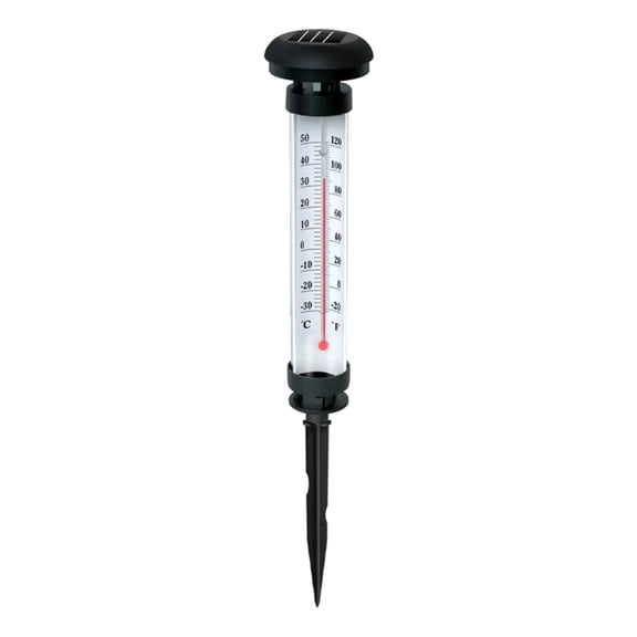 Weatherproof Plastic Ground Stake Thermometers And Solar Light For Nighttimes