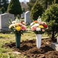 thumbnail image 1 of Weatherproof Plastic Memorial Cemetery Vase with Ground Stake, Durable Outdoor Flower Holder, Waterproof Flower Holder for Grave Site and Garden Decor, White, 1 of 6
