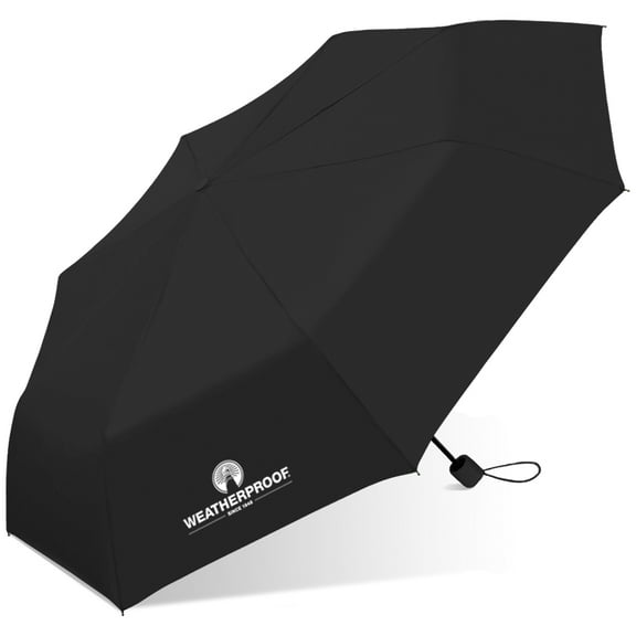 Weatherproof Rain Umbrella, Manual Open/Close, 42in Single Person Coverage, Ultra Compact Mini, Black