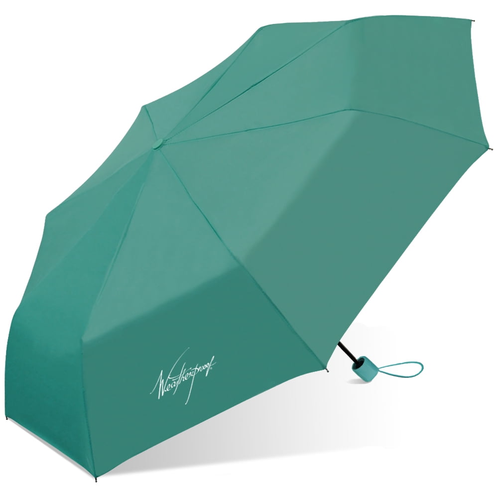 Weatherproof Rain Umbrella, Manual Open/Close, 42in Single Person Coverage, Ultra Compact Mini, Green