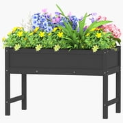 USYOLUR Weatherproof Raised Garden Bed, Outdoor HDPE Planter Box with Legs, Raised Planter Beds for Garden, Patio, Deck, Balcony (Black)