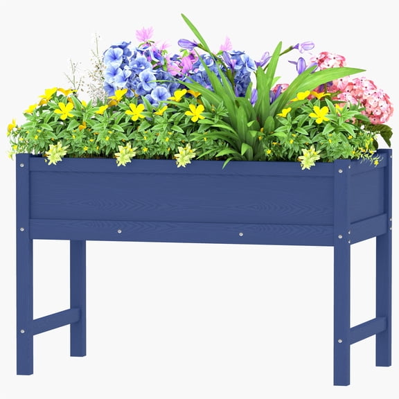 USYOLUR Weatherproof Raised Garden Bed, Outdoor HDPE Planter Box with Legs, Raised Planter Beds for Garden, Patio, Deck, Balcony (Navy Blue)
