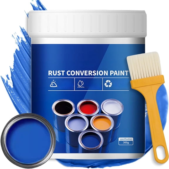 Weatherproof Rust Converter Paint for Metal, Rust Remover for Metals, Rust Conversion Paint, Rusts Paints for Metals with Brush (300g,Blue)