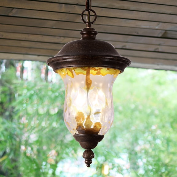Weatherproof Rustic Outdoor Hanging Lantern  Vintage Waterproof Pendant Light with Clear Glass Shade for Porch, Patio, Garden, Farmhouse Exterior (1PC, Bulb Not Included)