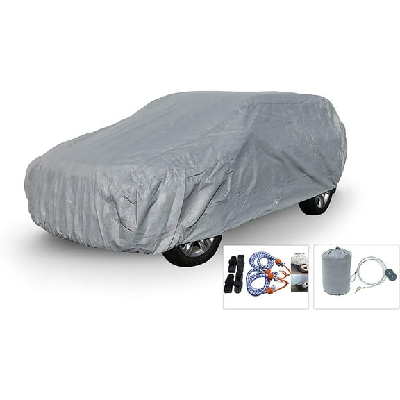 Weatherproof SUV Car Cover Compatible with Alfa Romeo Stelvio 2021 - 5L Outdoor & Indoor - Protect from Rain, Snow, Hail, UV Rays, Sun - Fleece Lining - Anti-Theft Cable Lock, Bag & Wind Straps