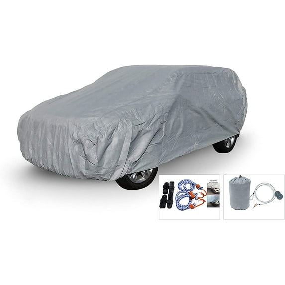 Weatherproof SUV Car Cover Compatible with Mercedes-Benz G550 2021 - 5L Outdoor & Indoor - Protect from Rain, Snow, Hail, UV Rays, Sun - Fleece Lining - Anti-Theft Cable Lock, Bag & Wind Straps