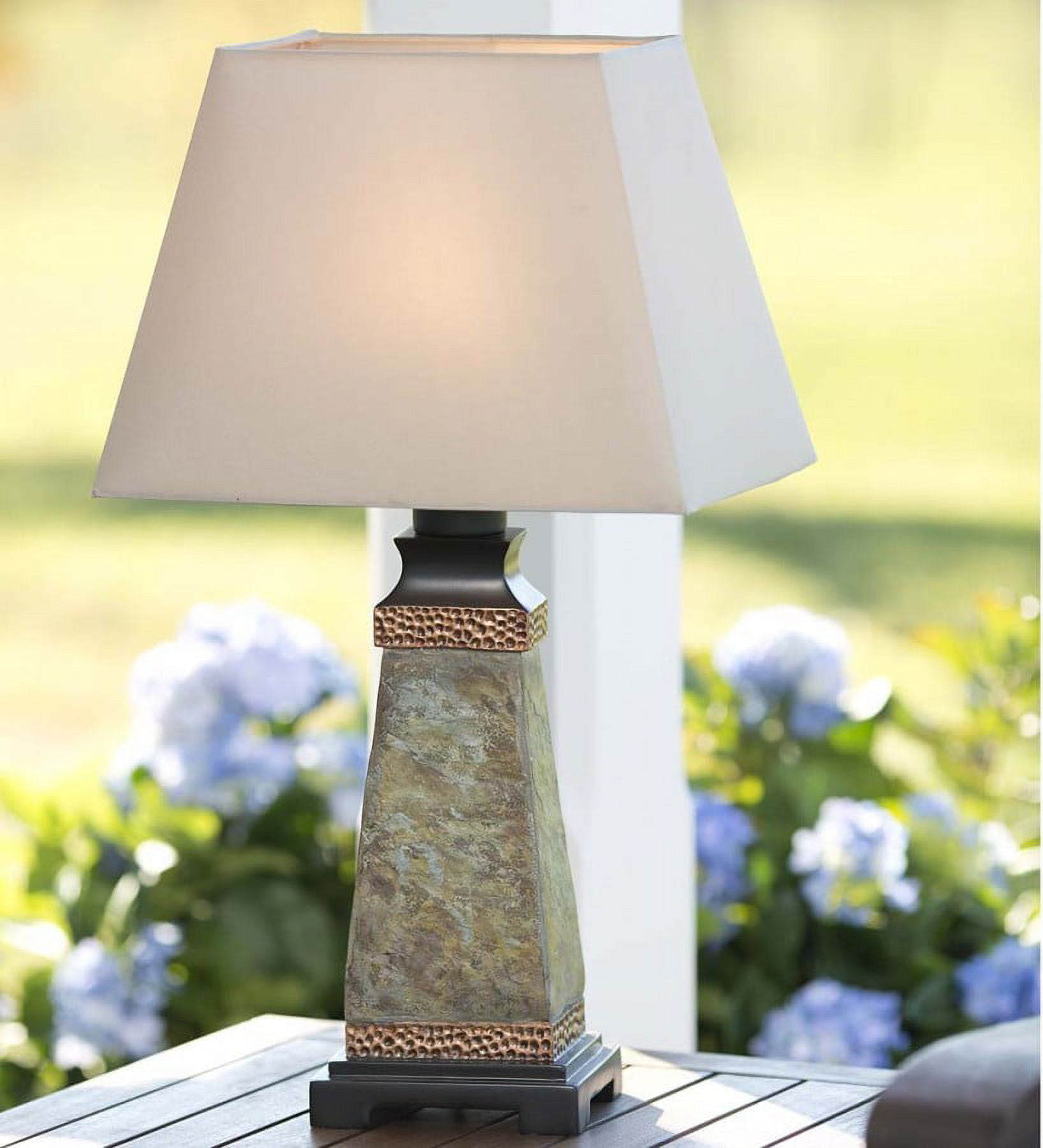Weatherproof Slate and Copper Outdoor Table Lamp