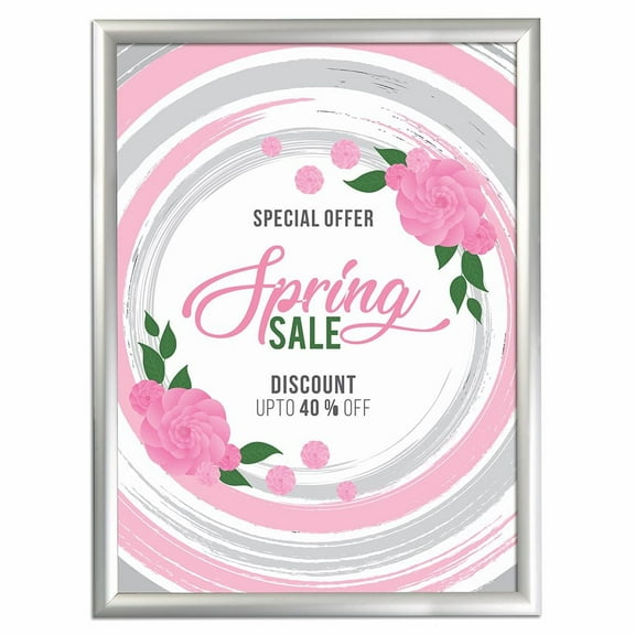 Weatherproof Snap Poster Frame 18x24 Inch Silver 1" Aluminum Profile Front Loading Wall Mounting