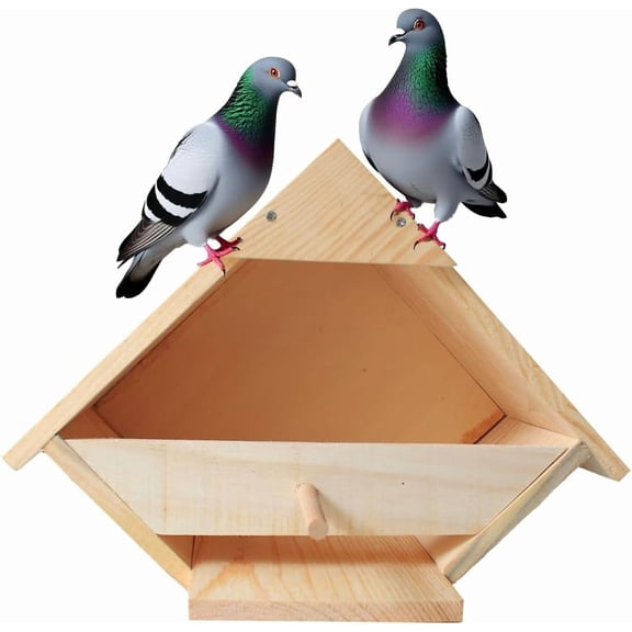 Weatherproof Solid Wood Dove Nesting Box, Handmade Outdoor Bird House with Triangular Entry Hole, Sturdy Wooden Dove Bird Shelter, Wild Bird Nesting Habitat Box for Backyard Garden Patio Decor, Perfe