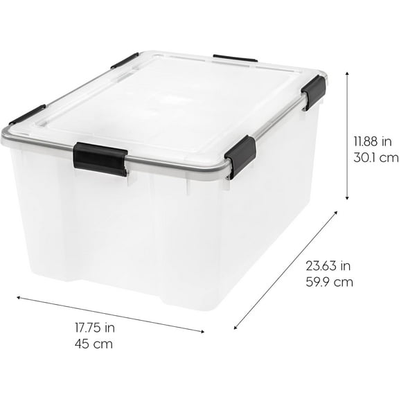 Weatherproof Storage Bins with Sealed Lids, 2 Pack,  /Black Tote Tub