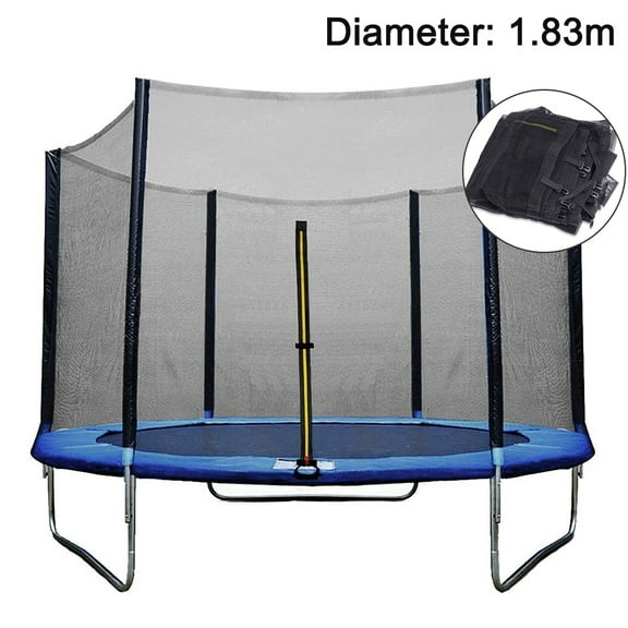 Weatherproof Trampoline Safety Net, 183Cm Diameter, Polyethylene Material Ensures Durability And Uv Resistance, Adjustable Straps For Custom Fit, Zipper & Buckle Closure For