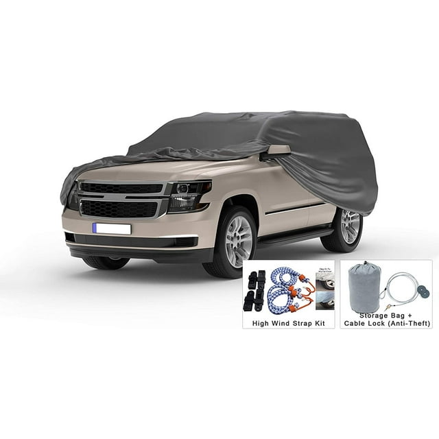 Weatherproof Truck Cover Compatible with 1960-1989 GMC C-K Regular Cab & Camper Shell - 5L Outdoor & Indoor - Protect from Rain, Snow, Hail, Sun - Theft Cable Lock, Bag & Wind Straps