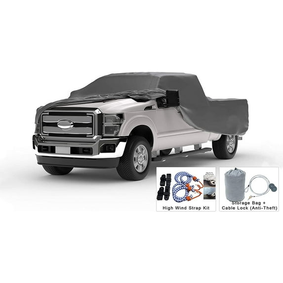Weatherproof Truck Cover Compatible with 2004-2019 Nissan Titan King Cab, 6.5 Ft Bed - 5L Outdoor & Indoor - Protect from Rain, Snow, Hail, Sun - Theft Cable Lock, Bag & Wind Straps