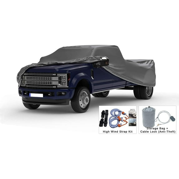 Weatherproof Truck Cover Compatible with 2010-2019 Dodge Ram 2500 Crew Cab8 Ft Bed - 5L Outdoor & Indoor - Protect from Rain, Snow, Hail, Sun - Theft Cable Lock, Bag & Wind Straps