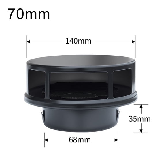 Weatherproof Ventilation Grille Black Stainless Steel with Insect Screen