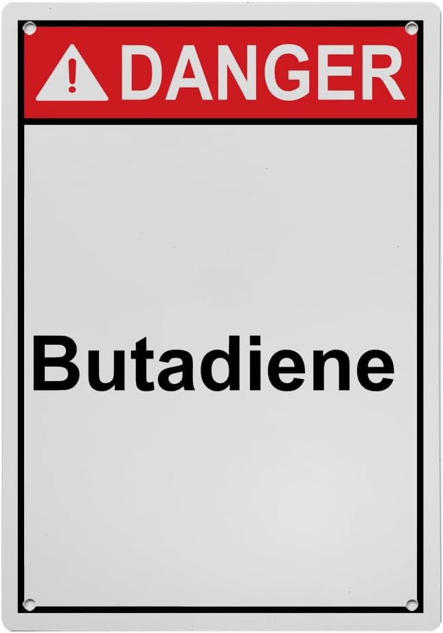 Weatherproof Vertical ANSI Chemical Gas Sign (Butadiene) 8 in