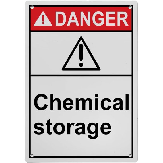Weatherproof Vertical ANSI Chemical Gas Sign (Chemical storage) 8 in" x ...