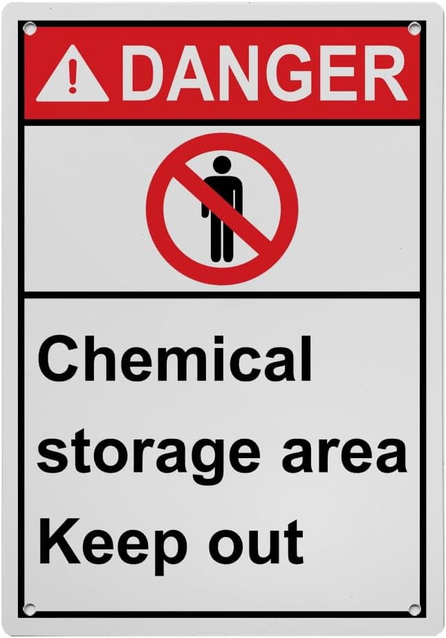 Weatherproof Vertical ANSI Chemical Gas Sign (Chemical storage area ...