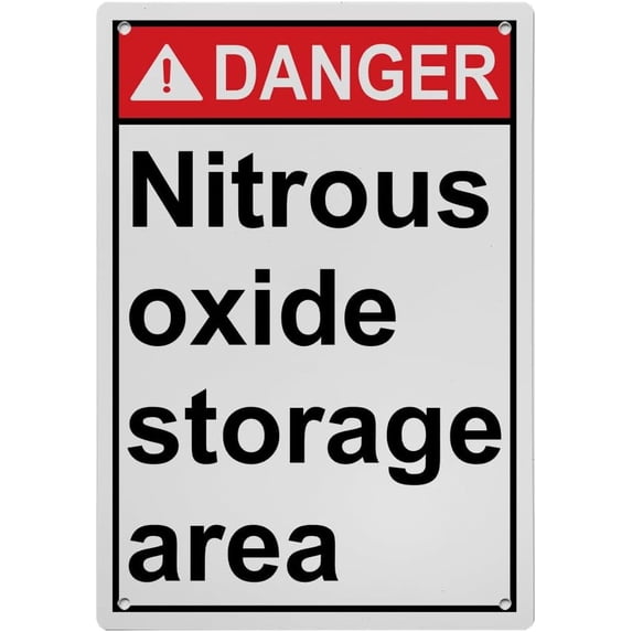 Weatherproof Vertical ANSI Chemical Gas Sign (Nitrous oxide storage ...