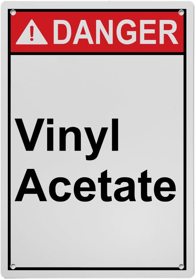 Weatherproof Vertical ANSI Chemical Gas Sign (Vinyl Acetate) 8 in