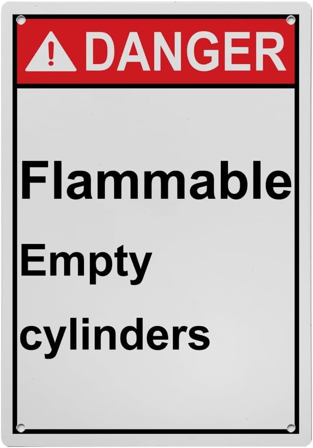 Weatherproof Vertical ANSI Cylinder Sign (Flammable Empty cylinders) 8 ...