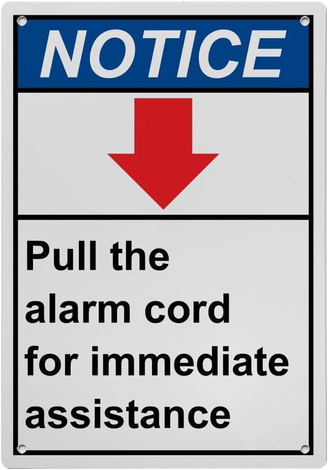 Weatherproof Vertical ANSI Directional Sign (Pull the alarm cord for ...