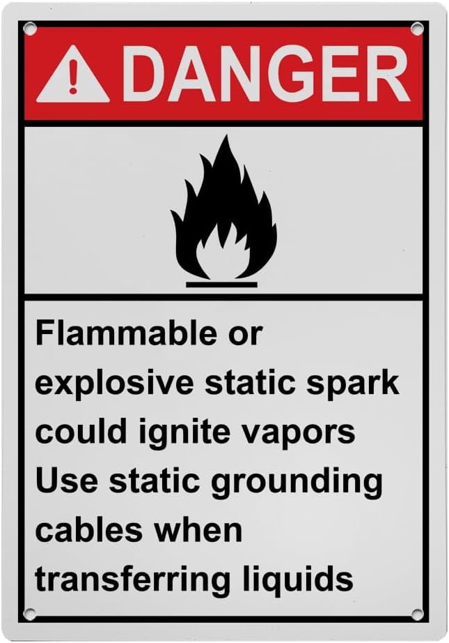 Weatherproof Vertical ANSI ESD Static Sign (Flammable or explosive ...