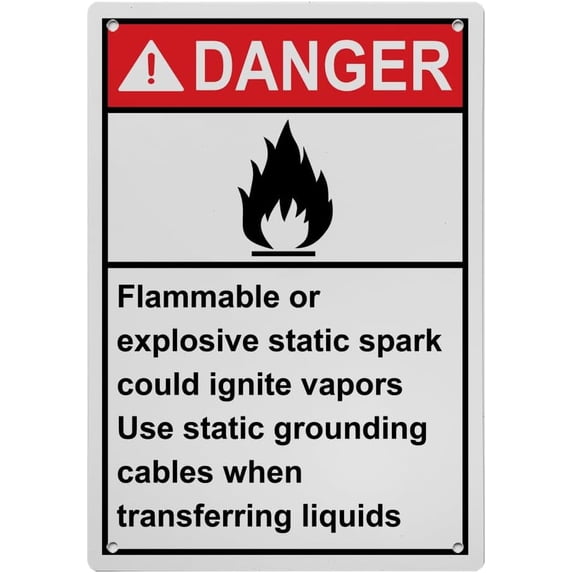 Weatherproof Vertical ANSI ESD Static Sign (Flammable or explosive ...